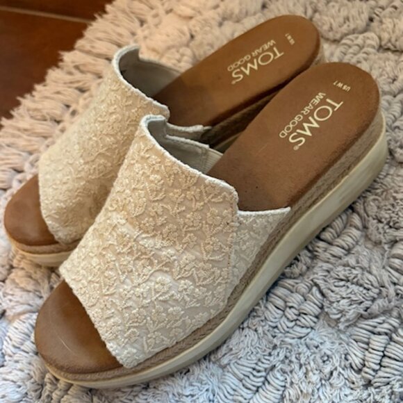 TOMS Margot Wedge Sandal - Size 7 - Picture 1 of 3
